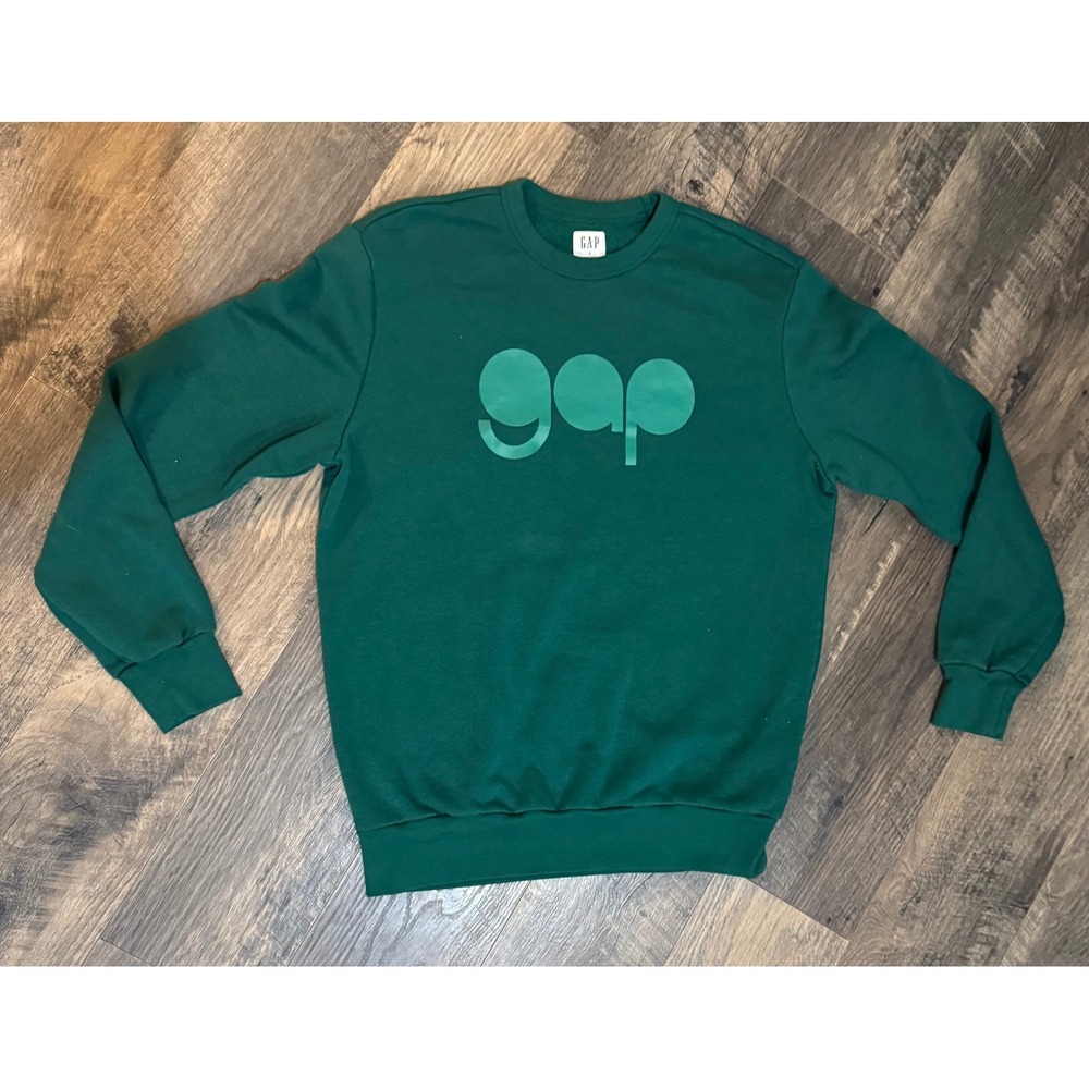 GAP Crewneck Sweatshirt Pullover Green Logo Graphic Comfy Casual Size S‎